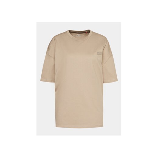 Alpha Industries T-Shirt Essentials 146061 Beżowy Relaxed Fit ze sklepu MODIVO w kategorii Bluzki damskie - zdjęcie 170073654