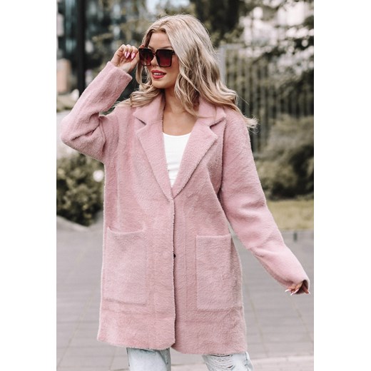 Płaszcz alpaka oversize Nyla pudrowy róż Clamodi One Size Clamodi