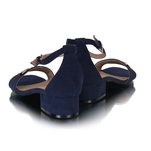 Wygodne niebieskie sandały /C3-2 W271 Pn2305/ pantofelek24  skóra