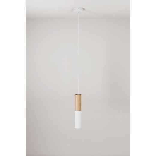H & M - Drewniane I Metalowe Zawieszenie Z Reflektorkiem - Biały ze sklepu H&M w kategorii Lampy wiszące - zdjęcie 170103733