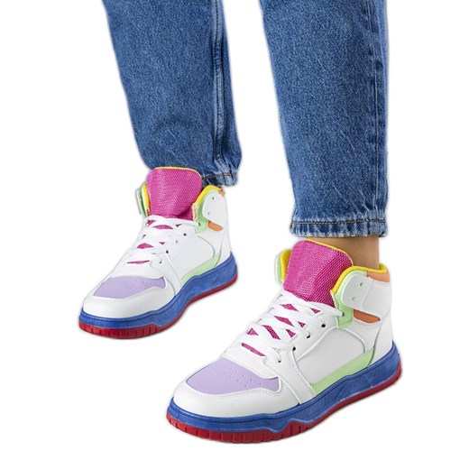 Kolorowe sneakersy za kostkę Elizabeth wielokolorowe ze sklepu ButyModne.pl w kategorii Buty sportowe damskie - zdjęcie 170104032
