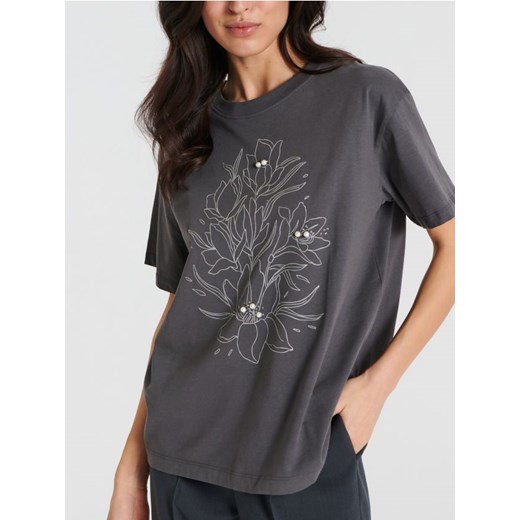 Sinsay - Koszulka z nadrukiem - szary ze sklepu Sinsay w kategorii Bluzki damskie - zdjęcie 170111272
