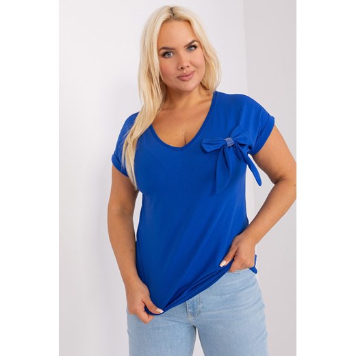 Bluzka plus size z kokardą kobaltowy ze sklepu 5.10.15 w kategorii Bluzki damskie - zdjęcie 170111700