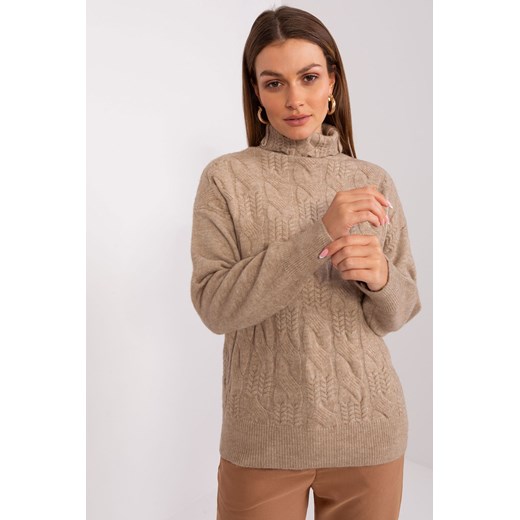 Damski sweter z golfem ciemny beżowy ze sklepu 5.10.15 w kategorii Swetry damskie - zdjęcie 170111764