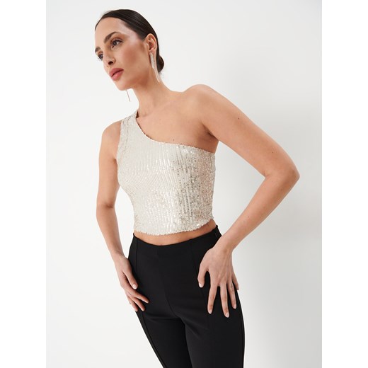 Mohito - Top na jedno ramię - beżowy Mohito M promocja Mohito
