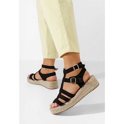 Sandały damskie Zapatos tkaninowe z klamrą casual 