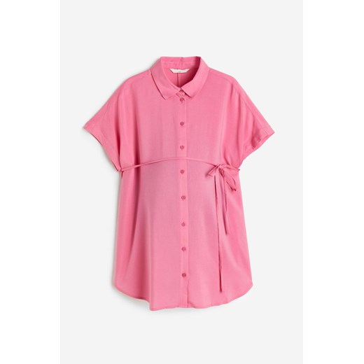 H & M - MAMA Bluzka z wiązanym paskiem - Różowy H & M S H&M