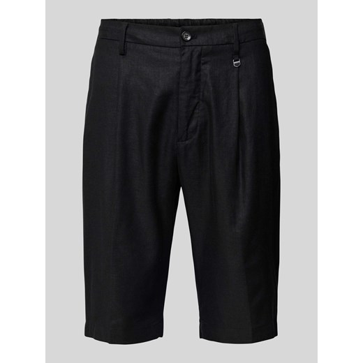 Bermudy lniane o kroju slim fit w kant ze sklepu Peek&Cloppenburg  w kategorii Spodenki męskie - zdjęcie 170117763