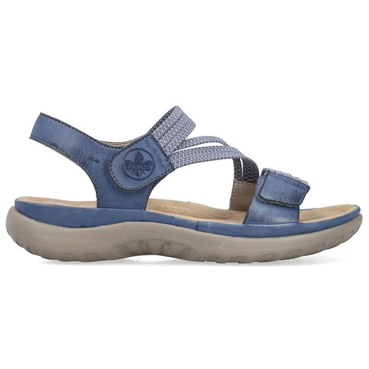 Komfortowe sandały damskie na rzepy niebieskie Rieker 64870-14 ze sklepu ButyModne.pl w kategorii Sandały damskie - zdjęcie 170117854