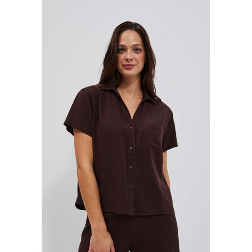 Czarna koszula damska rozpinana z krótkim rękawem ze sklepu 5.10.15 w kategorii Koszule damskie - zdjęcie 170119920
