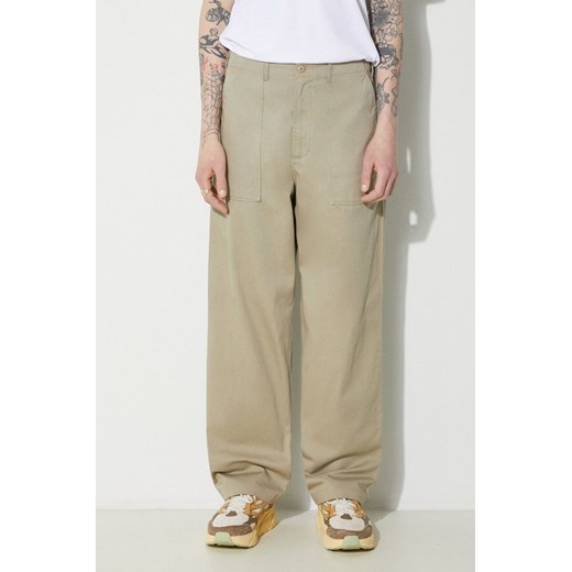 Universal Works spodnie bawełniane Fatigue Pant kolor beżowy proste 132.STONE ze sklepu PRM w kategorii Spodnie męskie - zdjęcie 170121553