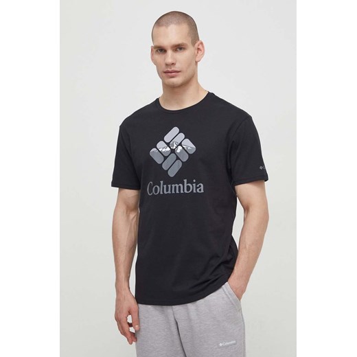 Columbia t-shirt bawełniany Rapid Ridge kolor czarny z nadrukiem 1888813 ze sklepu ANSWEAR.com w kategorii T-shirty męskie - zdjęcie 170121771