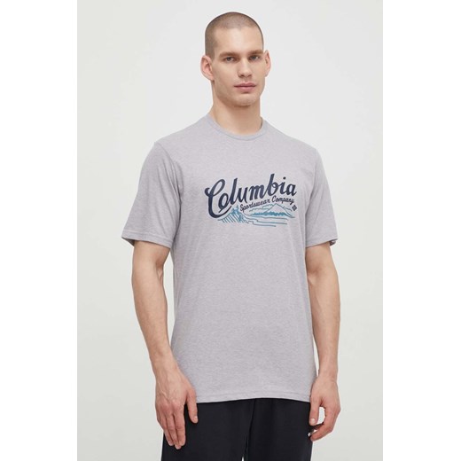 Columbia t-shirt bawełniany Rockaway River kolor szary wzorzysty 2022181 ze sklepu ANSWEAR.com w kategorii T-shirty męskie - zdjęcie 170121824