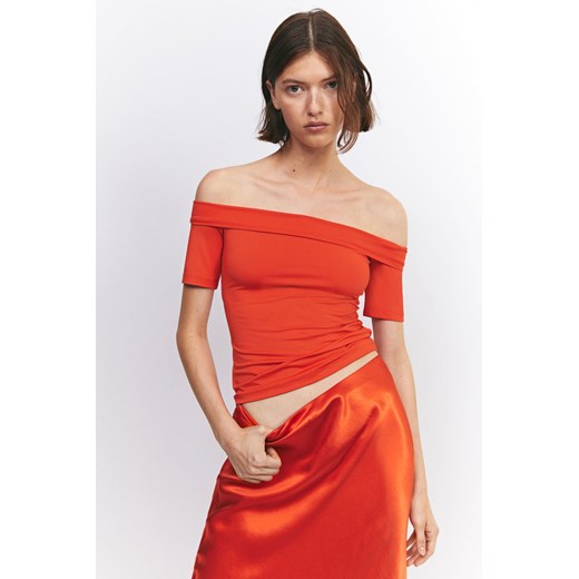 H & M - Top z odkrytymi ramionami - Czerwony ze sklepu H&M w kategorii Bluzki damskie - zdjęcie 170123054