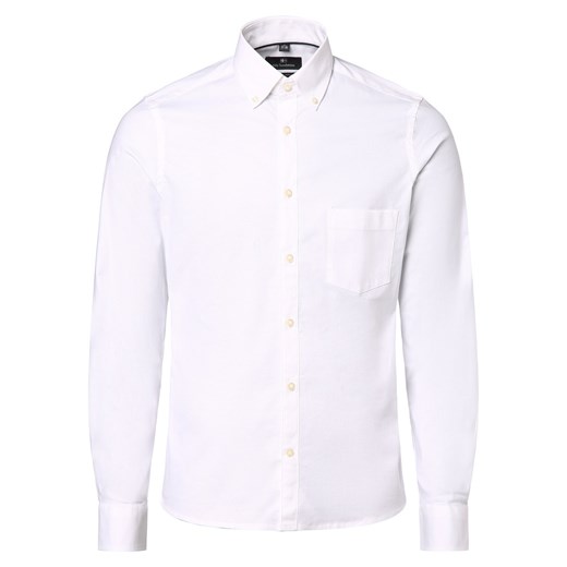 Nils Sundström Koszula męska Mężczyźni Slim Fit Bawełna biały jednolity ze sklepu vangraaf w kategorii Koszule męskie - zdjęcie 170125583