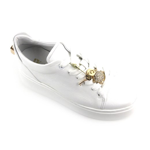 Buty sportowe damskie Carinii wiązane białe na wiosnę na platformie 