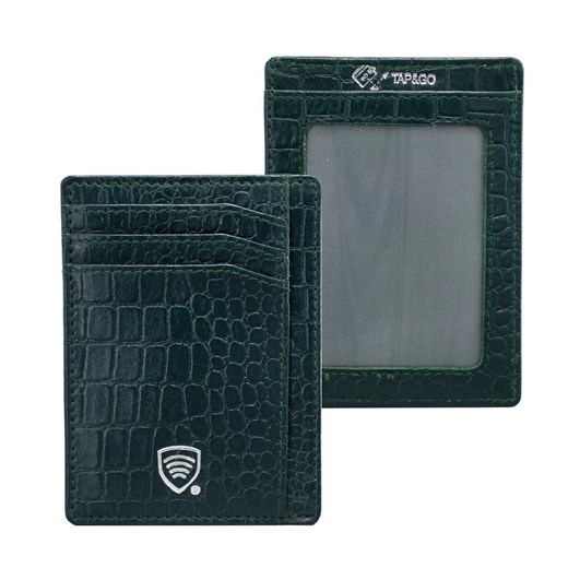 Skórzane etui na karty zbliżeniowe RFID (Zielony, Croco) Koruma Uniwersalny Koruma ID Protection