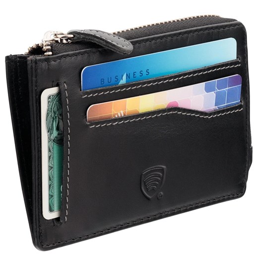 Małe etui na karty kredytowe i pieniądze - kontrastowa nić (Czarny) Koruma Uniwersalny Koruma ID Protection