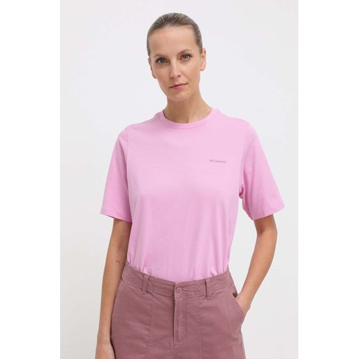 Columbia t-shirt bawełniany North Cascades damski kolor różowy 2036593 ze sklepu ANSWEAR.com w kategorii Bluzki damskie - zdjęcie 170134424