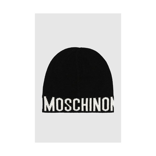 MOSCHINO Czarna czapka damska z białym logo ze sklepu outfit.pl w kategorii Czapki zimowe damskie - zdjęcie 170134861