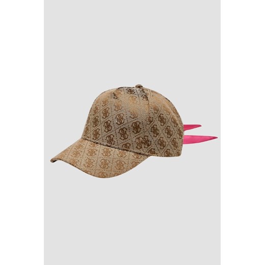 GUESS Beżowa czapka z różową kokardą ze sklepu outfit.pl w kategorii Czapki z daszkiem damskie - zdjęcie 170135143
