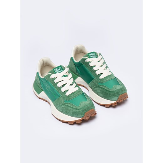 Sneakersy damskie z zamszowymi wstawkami zielone NN274960 301 36 Big Star