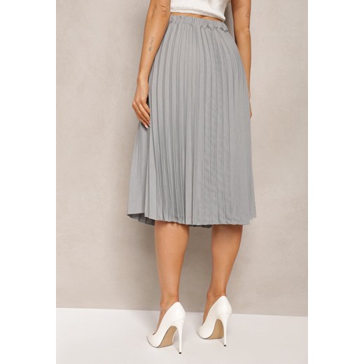 Ciemnoszara Spódnica Midi z Plisami High Waist Jasmira Renee S okazja Renee odzież