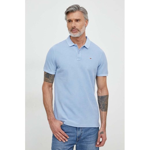 Tommy Jeans polo bawełniane kolor niebieski gładki DM0DM18923 ze sklepu ANSWEAR.com w kategorii T-shirty męskie - zdjęcie 170143954