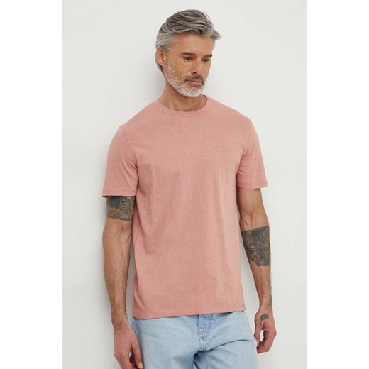 Boss Orange t-shirt bawełniany męski kolor różowy gładki ze sklepu ANSWEAR.com w kategorii T-shirty męskie - zdjęcie 170144020