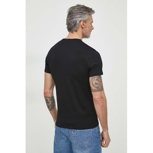 Guess t-shirt bawełniany męski kolor czarny z aplikacją Guess S ANSWEAR.com