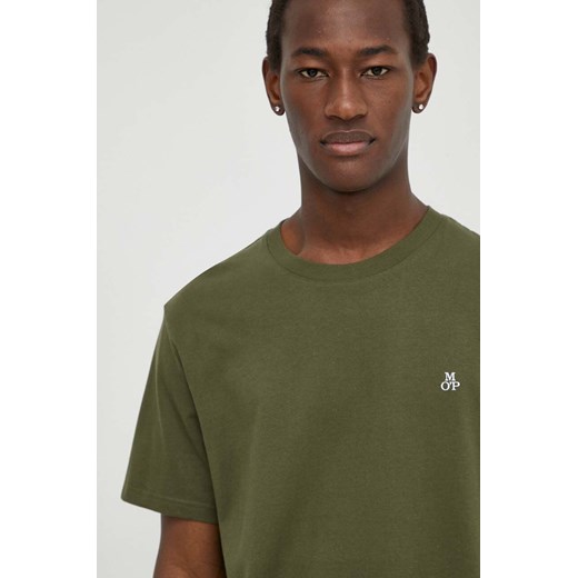 Marc O&apos;Polo t-shirt bawełniany męski kolor zielony gładki 421201251054 ze sklepu ANSWEAR.com w kategorii T-shirty męskie - zdjęcie 170144163