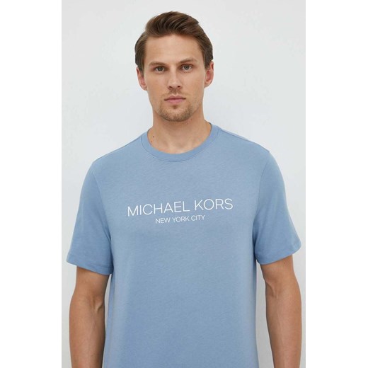 Michael Kors t-shirt bawełniany męski kolor niebieski z nadrukiem ze sklepu ANSWEAR.com w kategorii T-shirty męskie - zdjęcie 170144191
