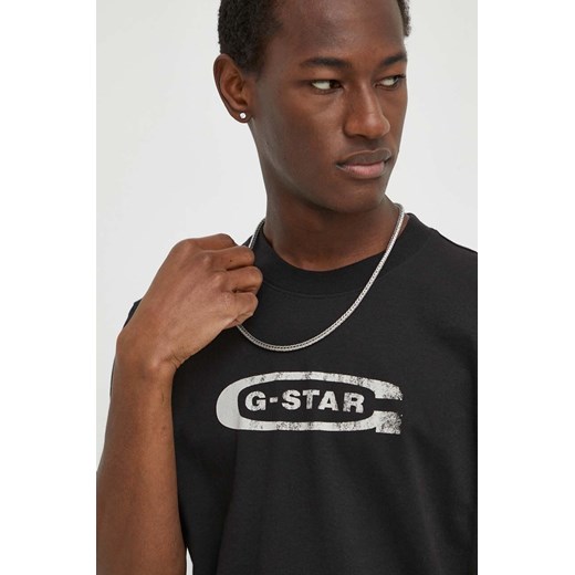 G-Star Raw t-shirt bawełniany męski kolor czarny z nadrukiem S ANSWEAR.com