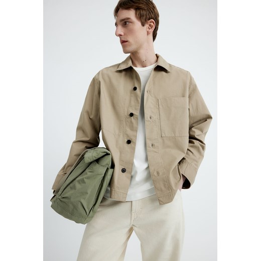 H & M - Koszula wierzchnia z diagonalu Loose Fit - Beżowy ze sklepu H&M w kategorii Kurtki męskie - zdjęcie 170148061