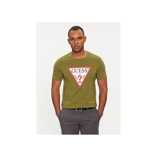 Guess T-Shirt Logo M2YI71 I3Z14 Zielony Slim Fit ze sklepu MODIVO w kategorii T-shirty męskie - zdjęcie 170149243