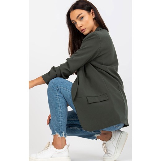 Marynarka damska z marszczonymi rękawami khaki DHJ-MA-7684.15P, Kolor khaki, Rozmiar 2XL, ITALY MODA ze sklepu Primodo w kategorii Marynarki damskie - zdjęcie 170149381