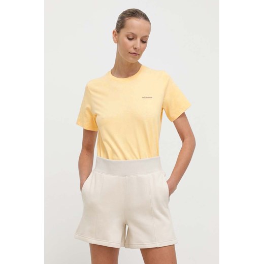 Columbia t-shirt bawełniany Boundless Beauty damski kolor żółty 2036573 ze sklepu ANSWEAR.com w kategorii Bluzki damskie - zdjęcie 170152261