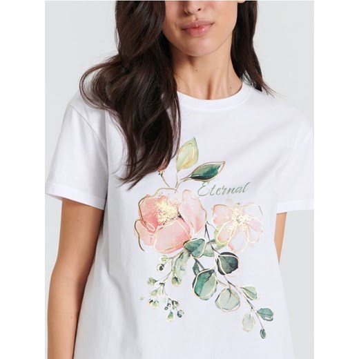 Sinsay - Koszulka z nadrukiem - biały ze sklepu Sinsay w kategorii Bluzki damskie - zdjęcie 170152821