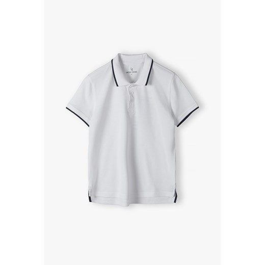Biały t-shirt z kołnierzykiem - Lincoln&Sharks ze sklepu 5.10.15 w kategorii T-shirty chłopięce - zdjęcie 170154434