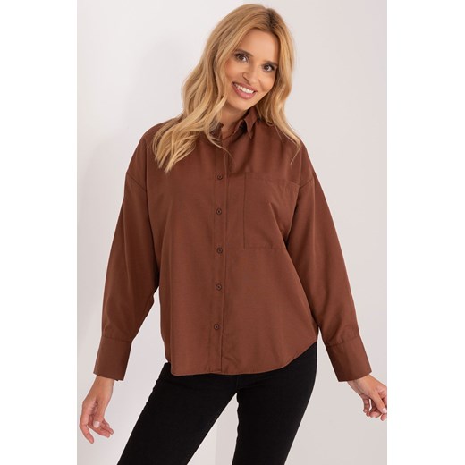 Asymetryczna koszula oversize brązowa ze sklepu 5.10.15 w kategorii Koszule damskie - zdjęcie 170154551