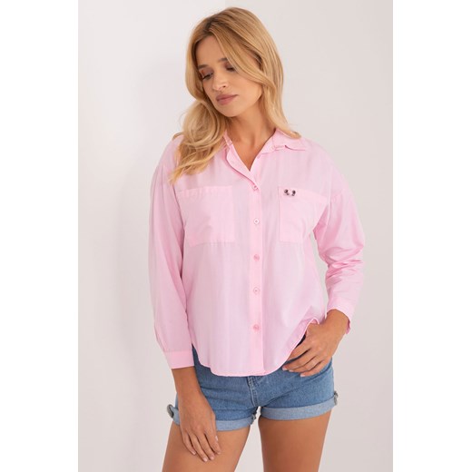 Asymetryczna koszula z kieszeniami różowa ze sklepu 5.10.15 w kategorii Koszule damskie - zdjęcie 170154673