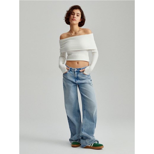 Jasnoniebieskie jeansy wide leg mid waist House 32 House