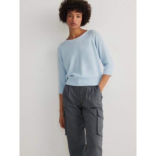 Reserved - Gładki sweter - jasnoniebieski ze sklepu Reserved w kategorii Bluzki damskie - zdjęcie 170170422