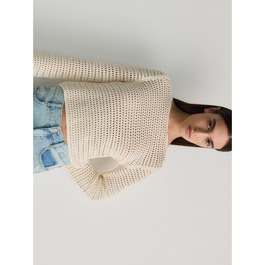 Reserved - Ażurowy sweter - kremowy ze sklepu Reserved w kategorii Swetry damskie - zdjęcie 170170551