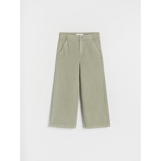 Reserved - Bawełniane spodnie - oliwkowy ze sklepu Reserved w kategorii Spodnie dziewczęce - zdjęcie 170170714