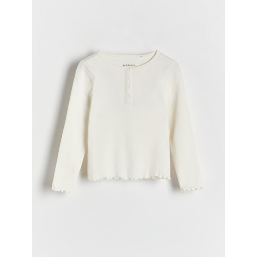 Reserved - Bawełniana bluzka w prążki - złamana biel ze sklepu Reserved w kategorii Bluzki dziewczęce - zdjęcie 170170740