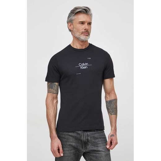 Calvin Klein t-shirt bawełniany męski kolor czarny z nadrukiem ze sklepu ANSWEAR.com w kategorii T-shirty męskie - zdjęcie 170176081