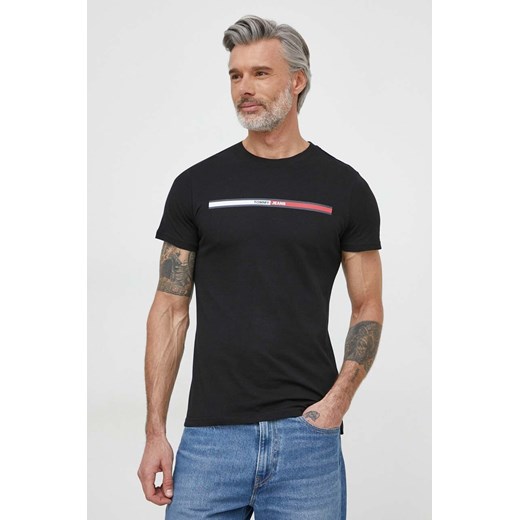 Tommy Jeans t-shirt bawełniany męski kolor czarny z nadrukiem DM0DM13509 ze sklepu ANSWEAR.com w kategorii T-shirty męskie - zdjęcie 170176122