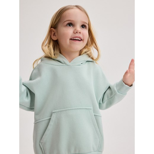 Reserved - Bawełniana bluza z kapturem - jasnoturkusowy ze sklepu Reserved w kategorii Bluzy dziewczęce - zdjęcie 170176273