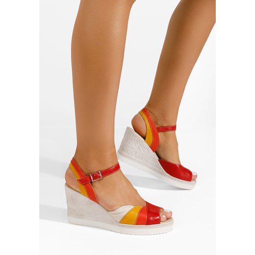 Wielokolorowy sandały na koturnie skórzane Irvina V2 ze sklepu Zapatos w kategorii Sandały damskie - zdjęcie 170176532